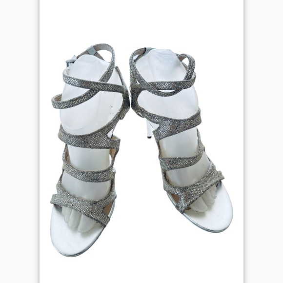 Michael Kors Silver Yvonne Ankle Strap Sandal - Size 10M - Picture 1 of 8